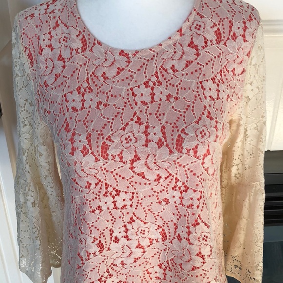 🌺Hope’s Laced with Love coral/cream top🌺 - Picture 2 of 7